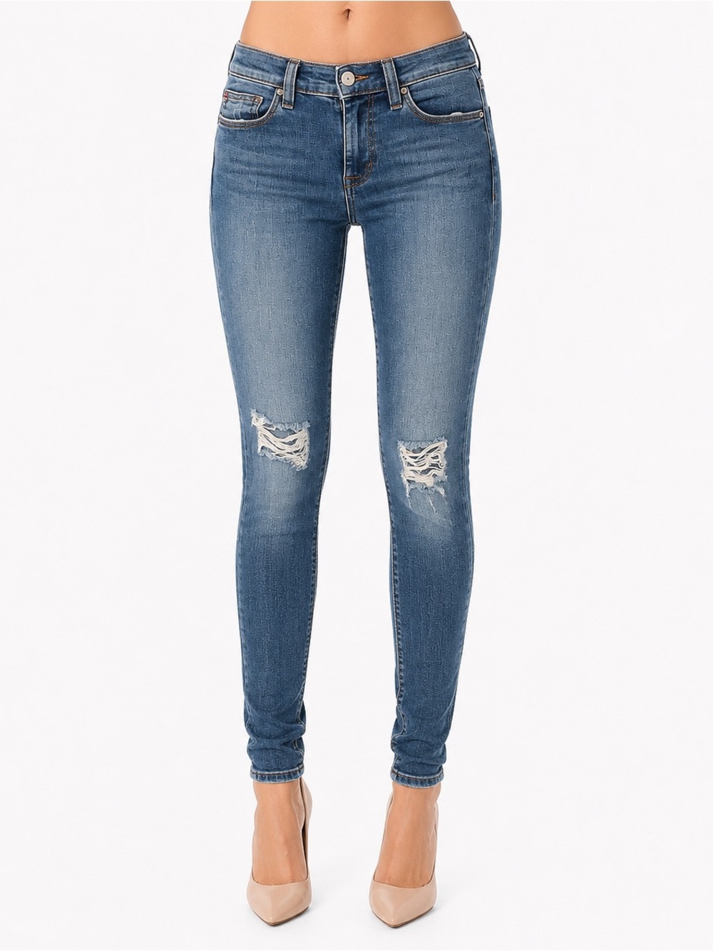 Hudson Natalie Super Skinny Jeans Size 26 Distressed Mid Wash Stretch Denim